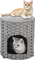Cat House for Indoor Cat, Small Cat Houses Handwoven PE Rattan Kitten Cave by SETVSON