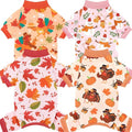 XPUDAC 4 Pack Thanksgiving Turkey Dog Pajamas Soft Strechy Puppy Onesies Funny by XPUDAC