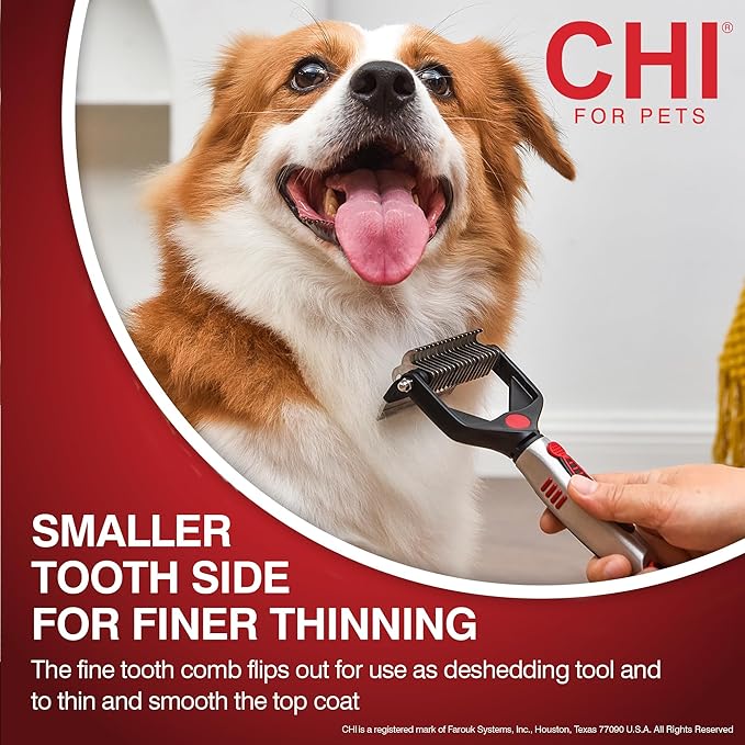 CHI for Dogs 2 in 1 Dematting and Deshedding Rake, Dual Head Dog Grooming Tool - Image 5