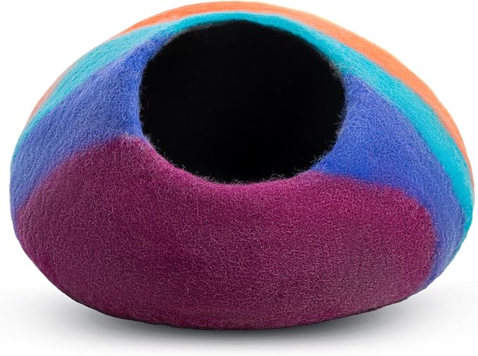 Woolygon Premium Felt Cat Cave Bed – Wool Kitty Beds Handcrafted Kitten Caves - Image 5