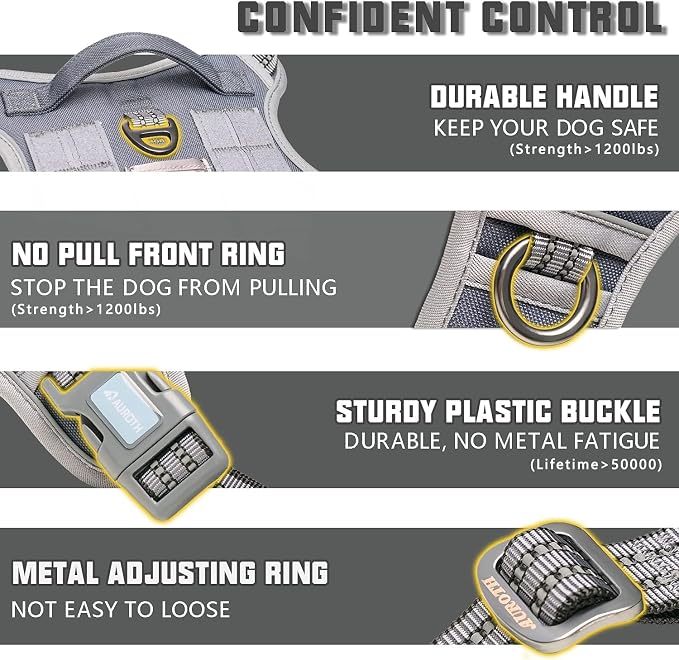 Auroth Tactical Dog Harness for Large Dogs No Pull Adjustable Pet Harness - Image 3