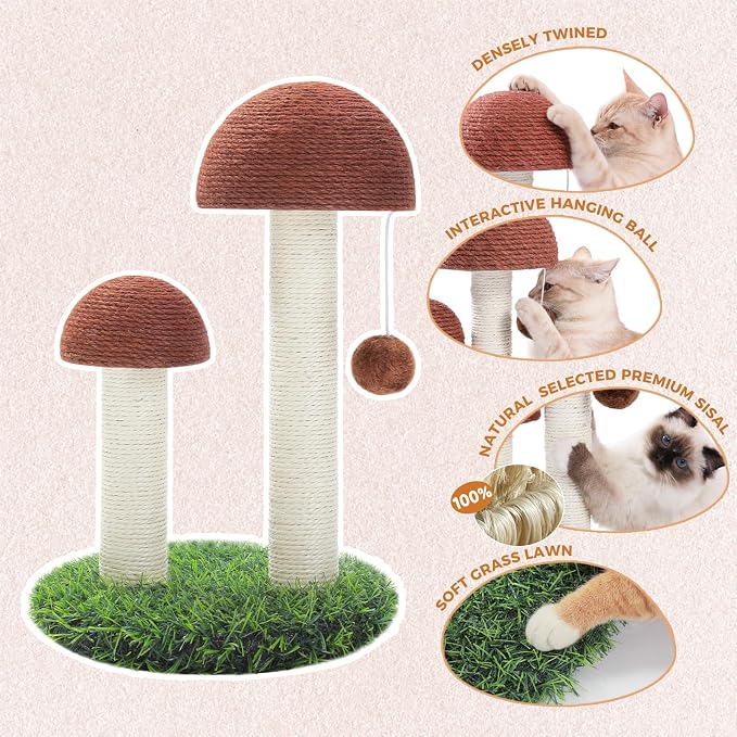 PETEPELA Cat Scratching Post, Mushroom Tall Cat Scratcher Featuring - Image 3