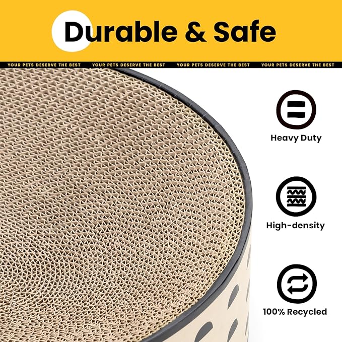 Oval Cat Scratcher Bed, 2-in-1 Cat Scratching Board, Natural Corrugated - Image 3