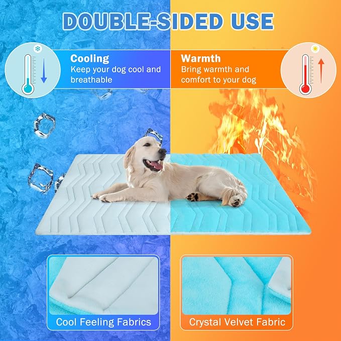 SCENEREAL Dog Cooling Mat for Crate, Thicken Self-Cooling Dog Pad Reversible - Image 2