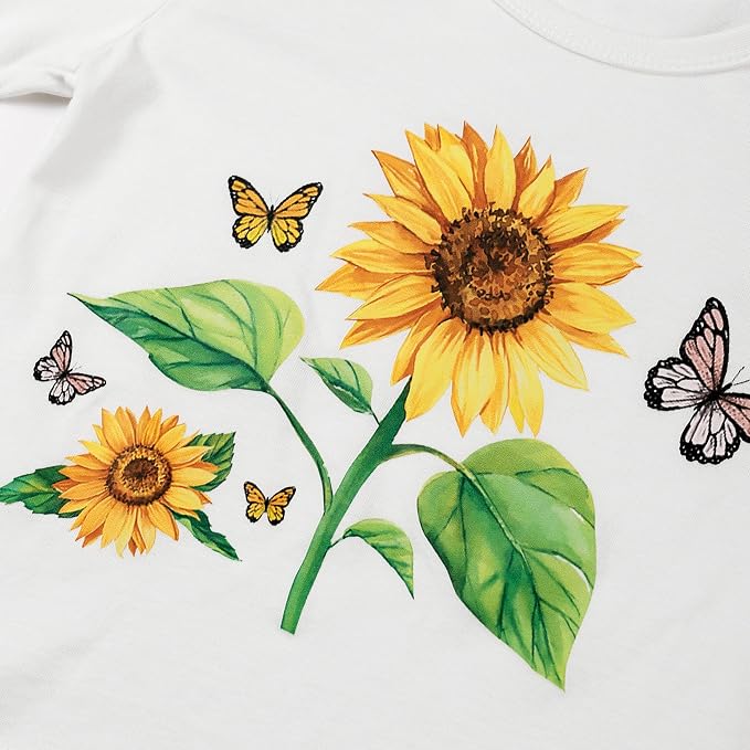 Akyzic Little Girl Skirt Outfit Two Piece Spring Summer Outfit Butterfly Dress - Image 5
