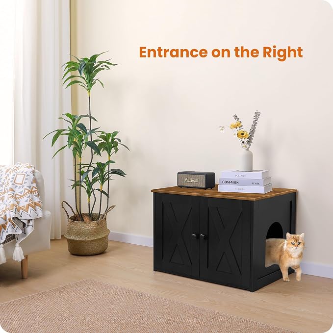 Dwanton Litter Box Enclosure, Cat Litter Box Furniture Hidden, Reversible - Image 8