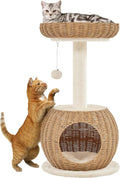 Yaheetech Cat Tree, 29.5in Rattan Cat Tower by Yaheetech