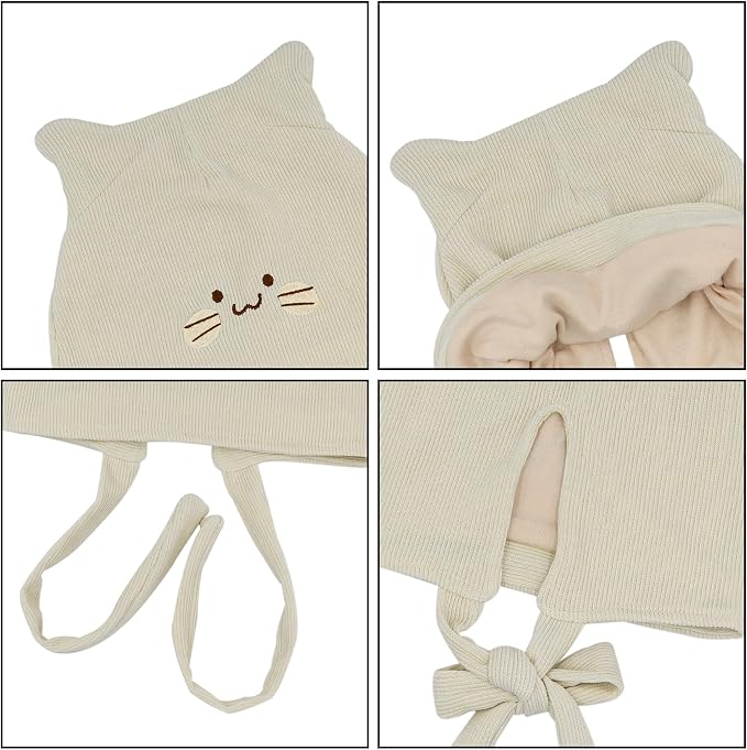 Women's Teen Girls Knitted Cat Kitty Cuffed Beanie Hat Winter Outdoor Stretchy - Image 7