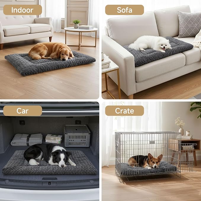 Washable Dog Bed Mat Soft Dog Crate Pad Fluffy Pet Kennel Beds Sleeping Mattress - Image 2