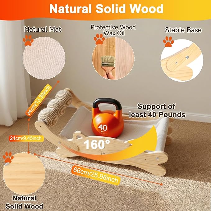 3-in-1 Cat Scratcher Bed for Indoor Cats Sisal Scratcher & Hammock Lounge - Image 3