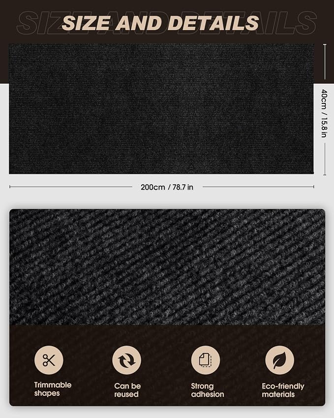 Cat Scratch Furniture Protector, Trimmable Self-Adhesive Carpet, DIY Climb Cat - Image 4