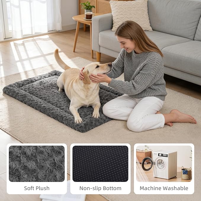 Washable Dog Bed Mat Ultra Soft Dog Crate Pad Comfy Fluffy Pet Kennel Beds Dog - Image 5