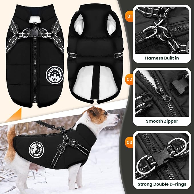 PETCARE Winter Dog Coat with Harness Built in Waterproof Dog Jackets Warm Pet - Image 5