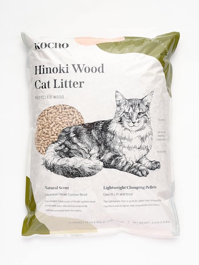 KOCHO Hinoki Wood Cat Litter, Ultra Lightweight, Natural Aroma of Hinoki by KOCHO