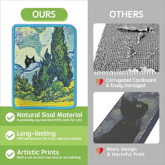 Sisal Cat Scratcher Mat 15x12 Inch – Art Cat Wall Scratcher - Image 6
