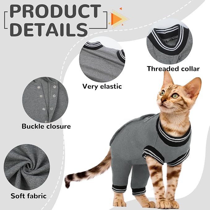 PUMYPOREITY Cat Recovery Suit for Hind Legs, Cat Surgical Spay Suit - Image 2