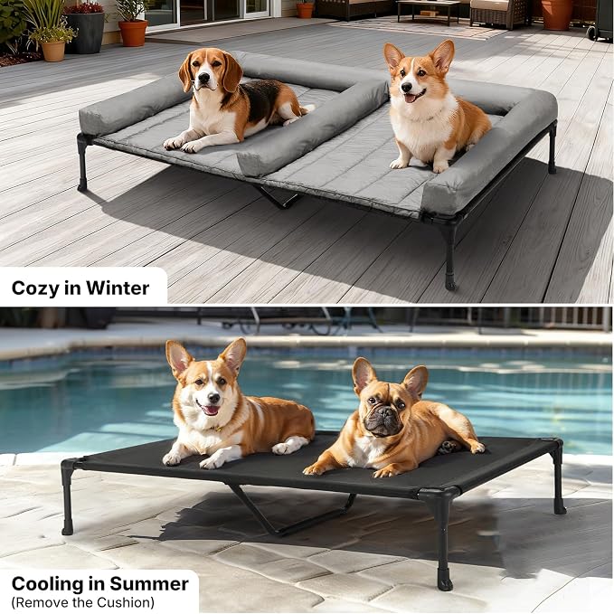 Veehoo Cooling Raised Dog Beds + Waterproof Double Dog Bed Cushion - Image 5