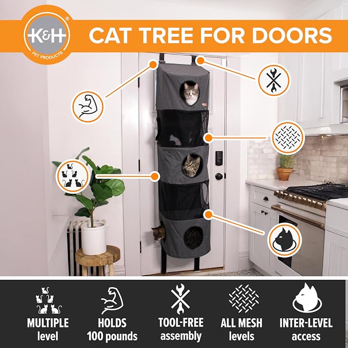 K&H Pet Products Hangin Cat Tree Condo 5 Level Door Mounted Cat Furniture - Image 2