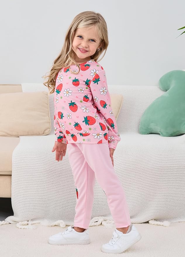 Little Girls Unicorn Outfits 2 Piece Kids Ruffle Sleeve Sweatshirt + Leggings - Image 5