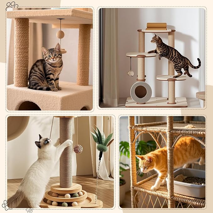 Sisal Rope for Cat Scratcher 1/4" 166 Ft Cat Tree Rope Twine for Repairing Cat - Image 5