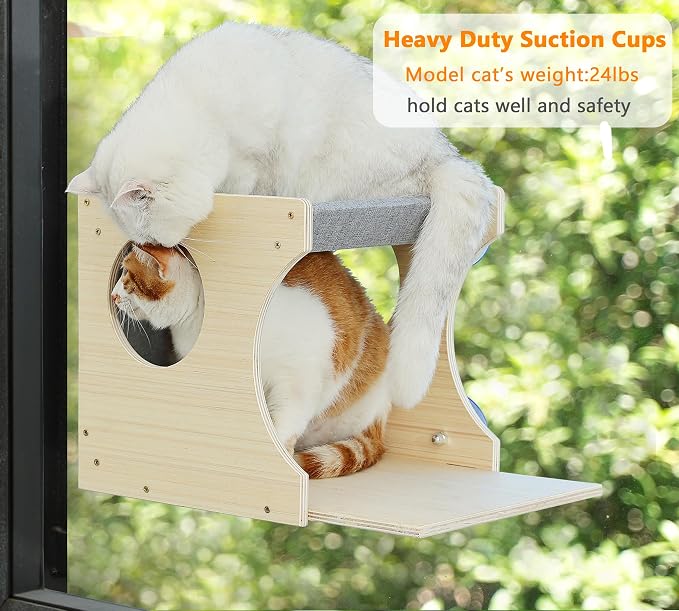 Window Cat Perch Shelves for Inside, Sturdy Wood Climbing Seat Mounted - Image 2