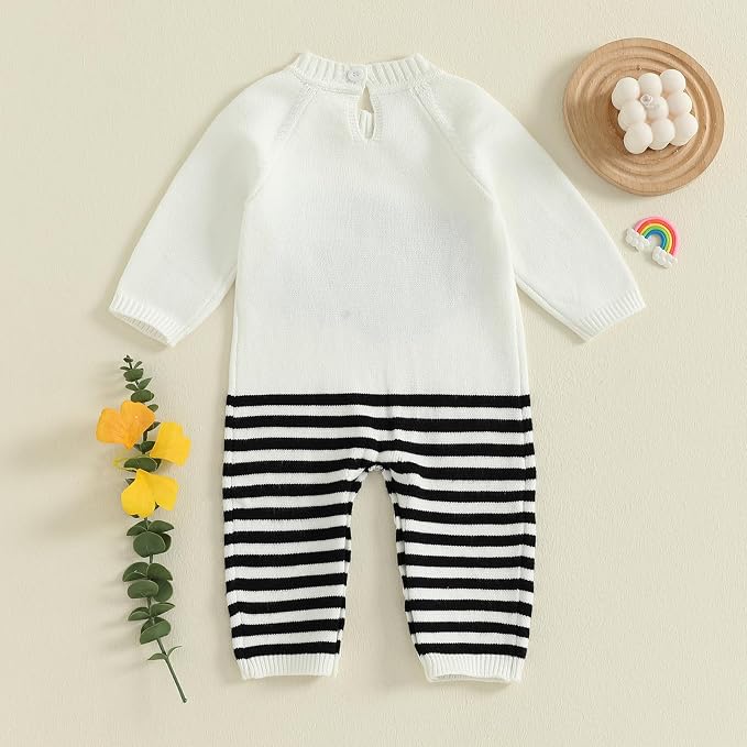 Baby Girl Fall Romper Knit Long Sleeve Jumpsuit Ribbed Ruffle Bodysuit Infant - Image 5