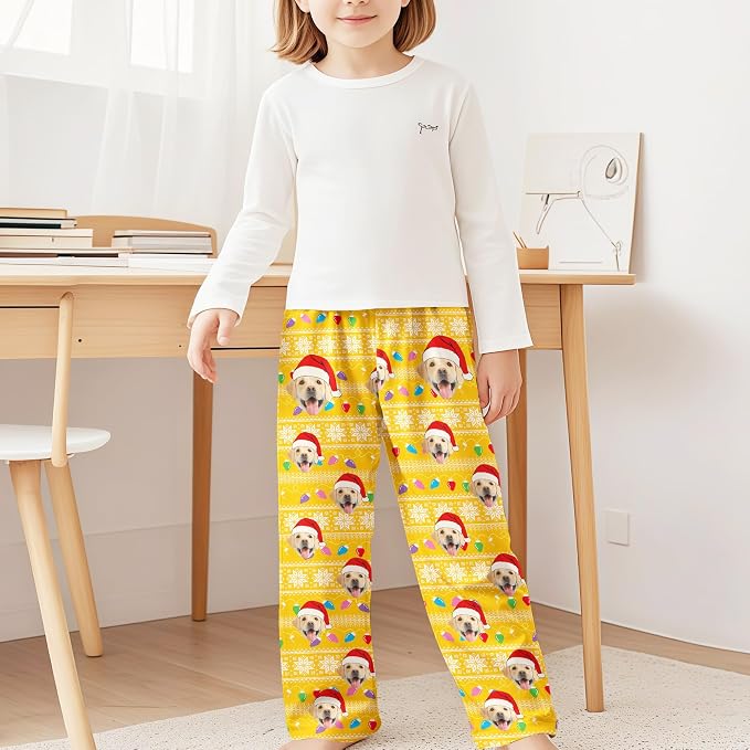 Custom Pajama Pants for Women Men, Personalized 67 Name Photo PJ Family Six - Image 5