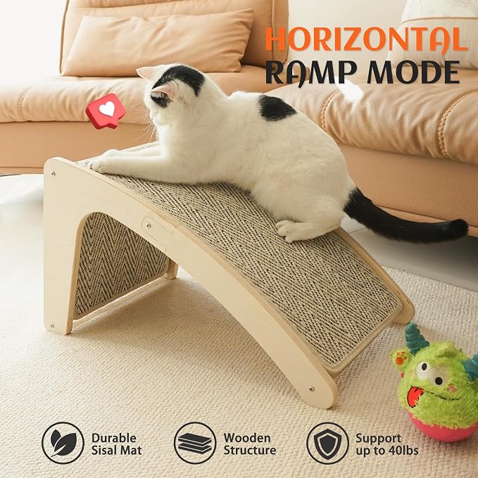 PETKARAY Cat Scratcher, Sisal Cat Scratch Pad, Curved Scratching Board - Image 5