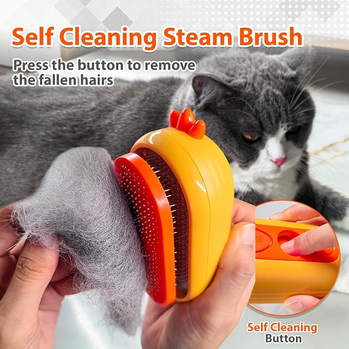 Cat Steam Brush with Release Button, 3 in 1 Rechargeable Pet Spray Water Comb - Image 3