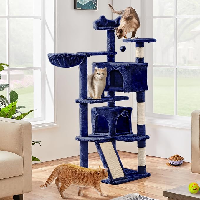 Yaheetech 57 inches Cat Tree for Indoor Cats, 2 Cat Condos, 2 Hanging Balls and - Image 2