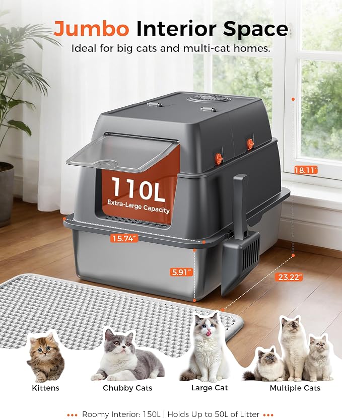 GTPLAYER XXL Stainless Steel Cat Litter Box - Image 2