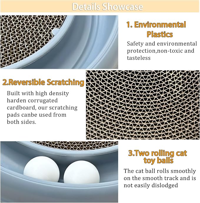 Interactive Cat Ball Track Toy for Indoor Cats, Cat Scratching Board & Exercise - Image 3