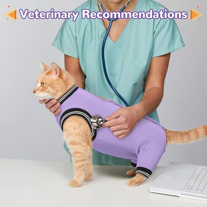 PUMYPOREITY Cat Recovery Suit for Hind Legs, Cat Surgical Spay Suit - Image 4