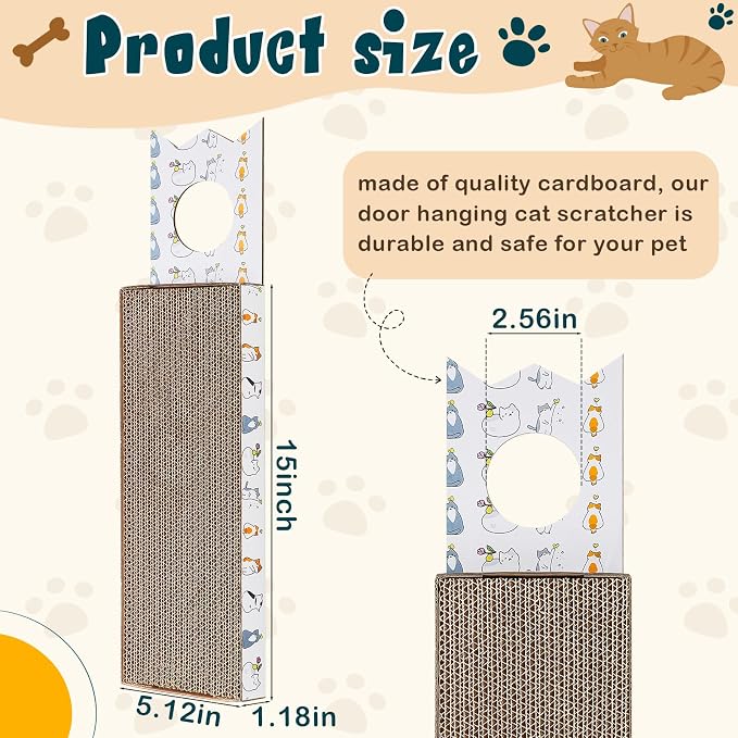 4 Pcs 15 Inch Door Hanging Cat Scratcher Cardboard Cat Scratching Board - Image 2