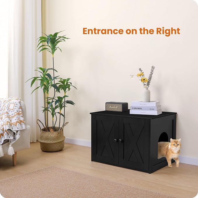 Dwanton Litter Box Enclosure, Cat Litter Box Furniture Hidden, Reversible - Image 2