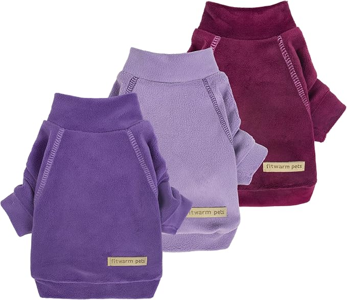 Fitwarm 3 Pack Classic Fleece Dog Sweater, Turtleneck Dog Sweatshirt, Dog by Fitwarm