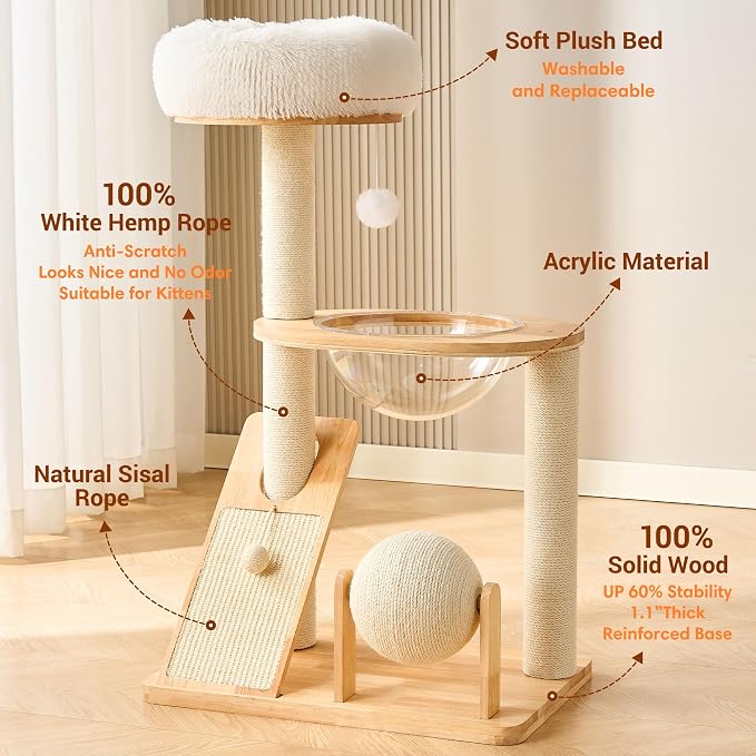 HITTITE Solid Wood Cat Tree Tower - Image 2