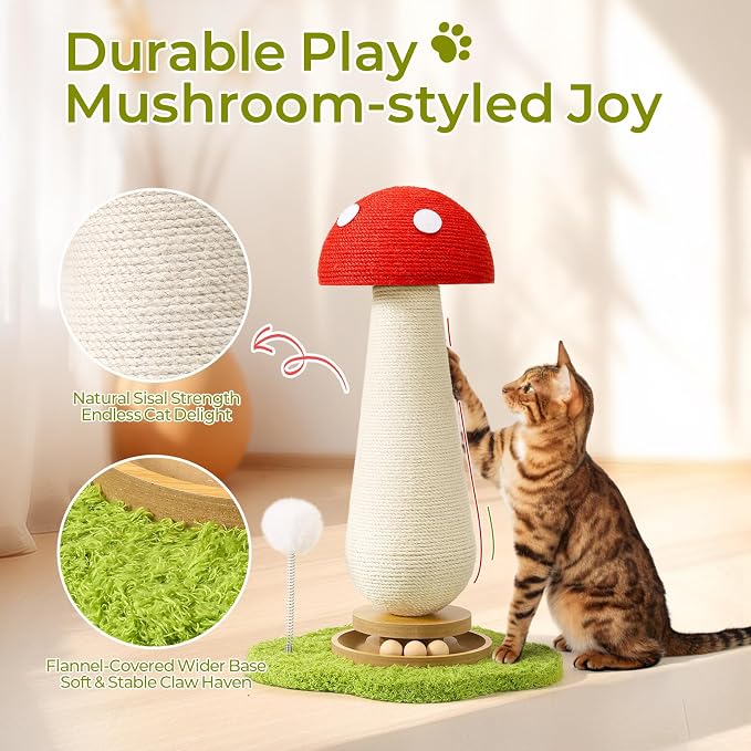 Cat Scratching Post, Mushroom Cat Scratcher - Image 3