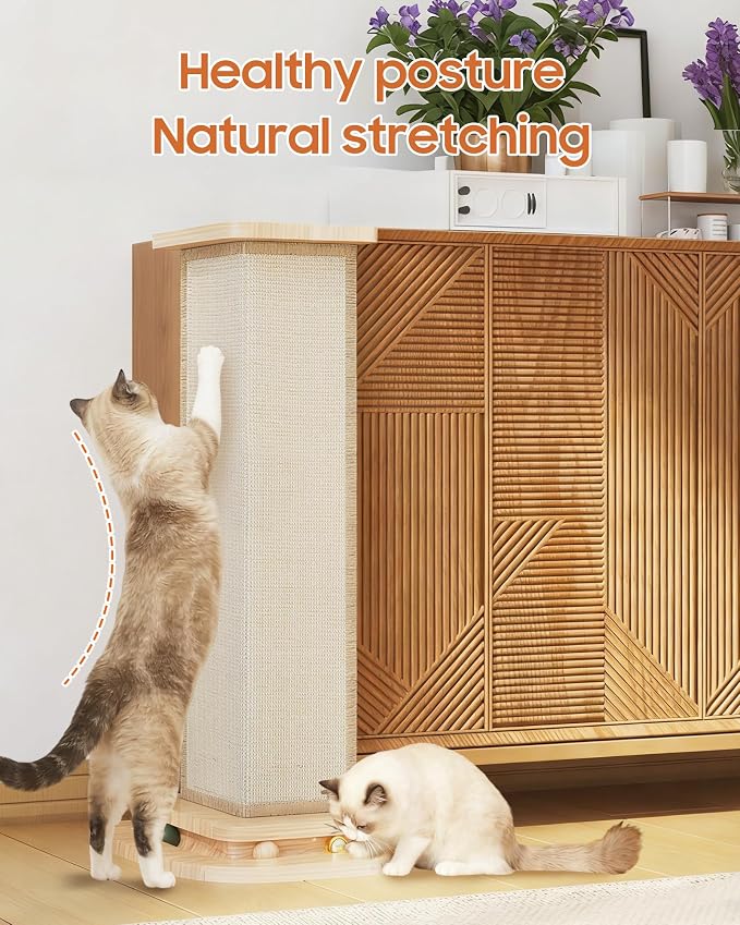 Corner Cat Scratcher with Track Balls, Replaceable Sisal Scratch Pad - Image 3
