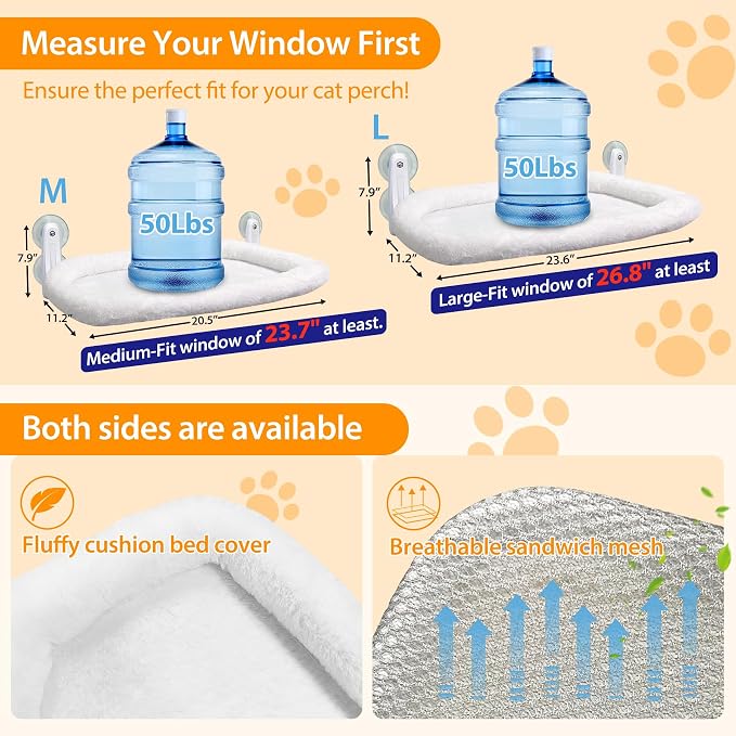 L&W BROS. Cat Window Perch Cushion Bed Hammock - Image 3