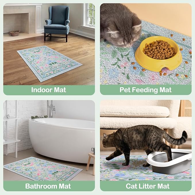 Glittme Cat Litter Mat with Non-Slip Bottom Litter Box Mat 33"X22" Litter - Image 5