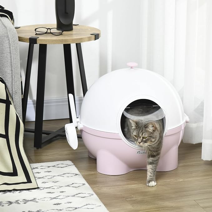 PawHut Hooded Cat Litter Box, Large Kitty Litter Pan - Image 6