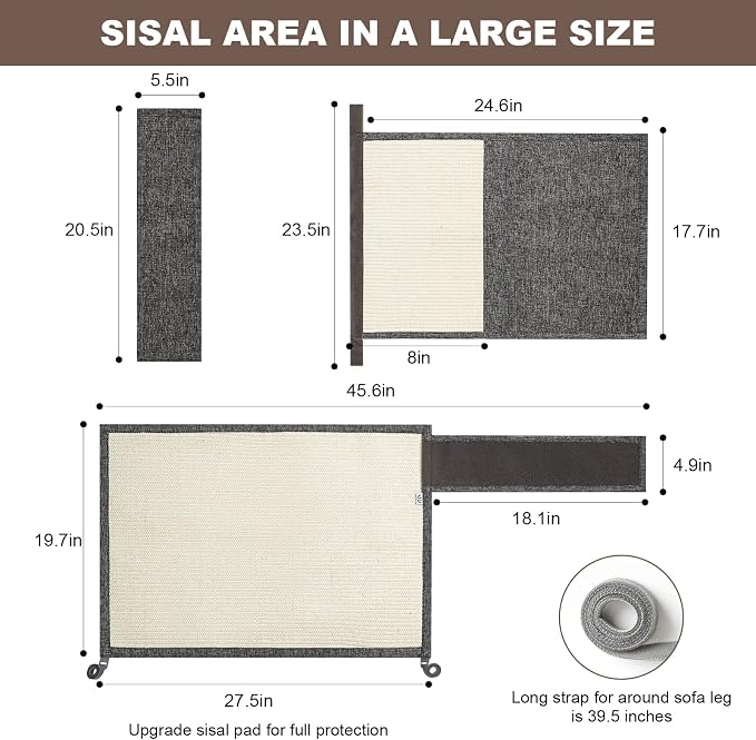 Upgraded Cat Scratch Sisal Sofa Protector, Furniture Couch Protector from Cat - Image 2