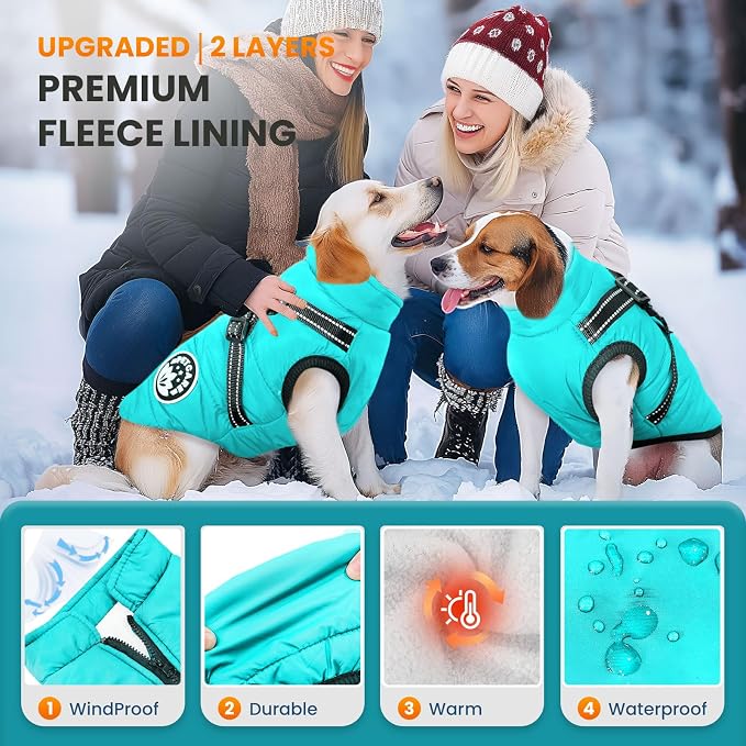 PETCARE Winter Dog Coat with Harness Built in Waterproof Dog Jackets Warm Pet - Image 2