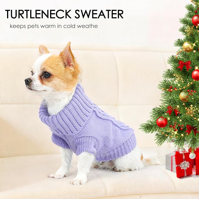 2 Pieces XXS Dog Sweater Teacup Dog Clothes Turtleneck Dog Sweater Winter Dog - Image 4