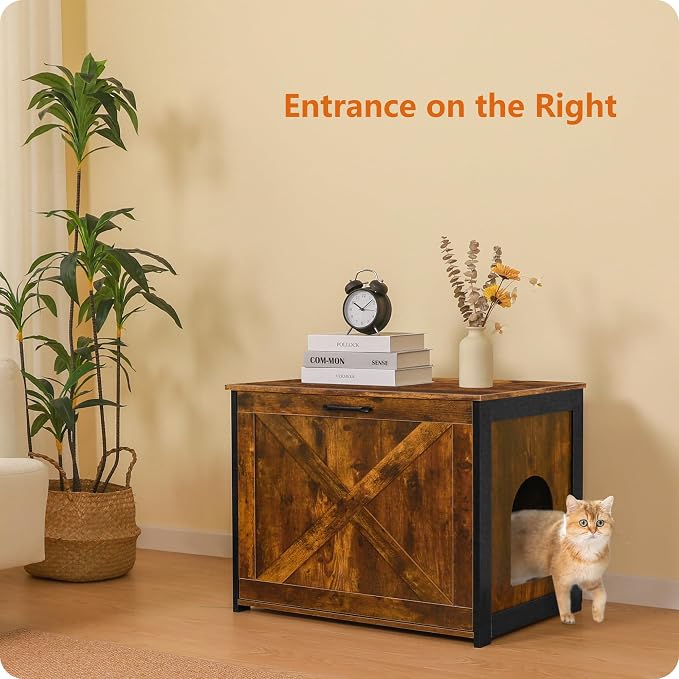 Dwanton Cat Litter Box Furniture Hidden, Cat Litter Box Enclosure, Reversible - Image 2