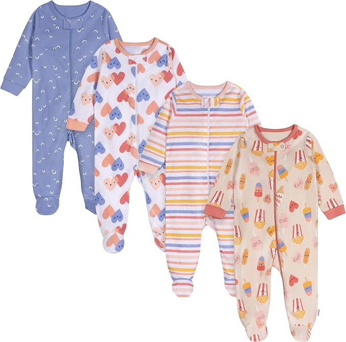 Onesies Brand Baby Girls' 4-pack Sleep 'N Play Footies Multi Pack by OnesiesBrand