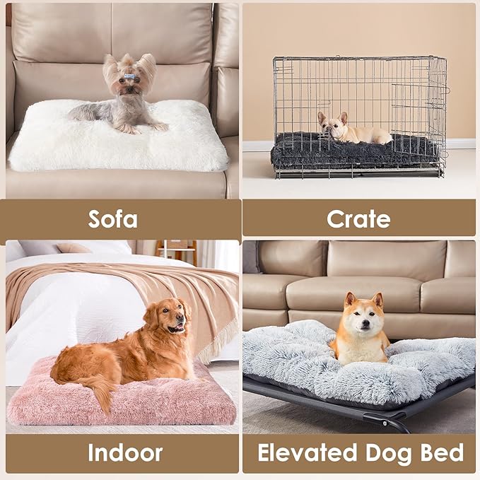 EHEYCIGA Fluffy Dog Crate Bed for Extra Large Dogs, Plush Faux Fur Crate Pad - Image 6