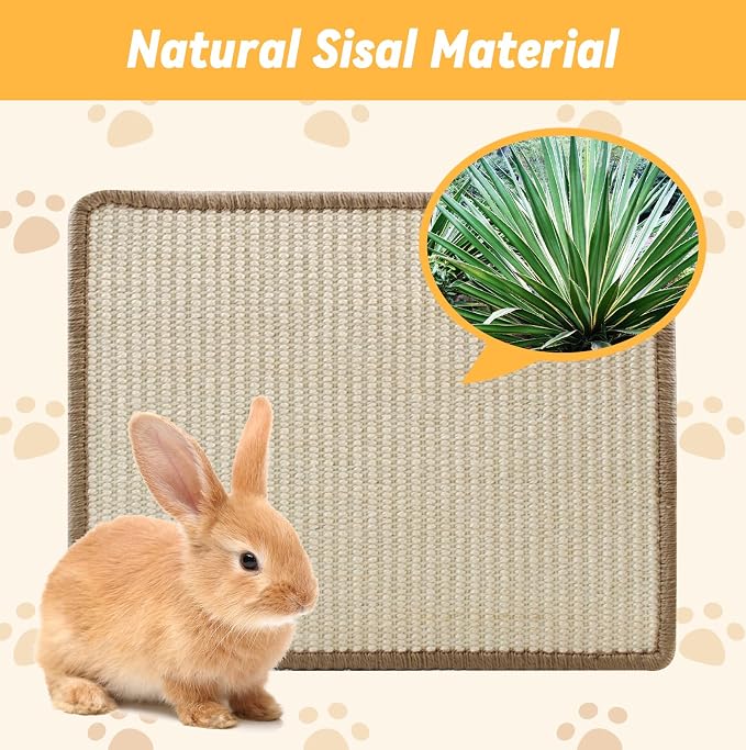 Large Rabbit Scratching Pad, 23.6 x15.7 Inch Natural Sisal Scratch Mat - Image 6