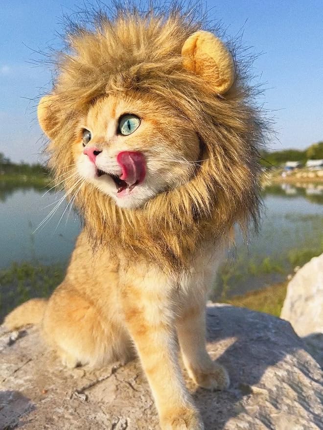 Lion Mane Wig for Cat, Funny Pet Cat & Puppy Costumes for Halloween & Christmas - Image 7